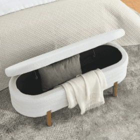 Ottoman Oval Storage Bench,Rubber Wood Leg  46x17.7x10.8