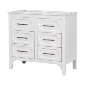 36'' Bathroom Vanity Without Sink , Free Standing Single Vanity Set With Four Drawers, Solid Wood Frame Bathroom Storage Cabinet Only