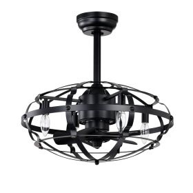 Hot Sell Industrial Ceiling Fan Light Kit For Living Room Bedroom Kitchen And Bladeless Caged Ceiling Fan With Lights,Suitable For 110V, 120V