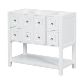 36'' Bathroom Vanity Without Sink,Free Standing Vanity Set With 4 Drawers& Soft Closing Doors,Solid Wood Frame Bathroom Storage Cabinet Only