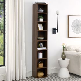 8-Tier Media Tower Rack, CD DVD Slim Storage Cabinet with Adjustable Shelves, Tall Narrow Bookcase Display Bookshelf for Home Office