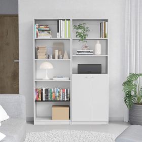 Layton 2 Piece Home Bookcase set, 49" Wide with 8 Shelves and Double Door Cabinet, Living Room Set White