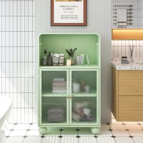 45.28" H Storage Cabinet, Bathroom Floor Cabinet with Glass Door and Shelves, Freestanding Display Storage Cabinet for Bathroom, Living Room, Kit