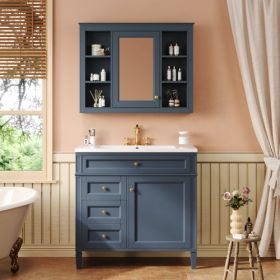 36'' Bathroom Vanity With Medicine Cabinet, Modern Bathroom Storage Cabinet With 2 Soft Closing Doors And 4 Drawers, Single Sink Bathroom Vanity