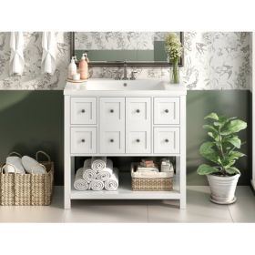 36'' Bathroom Vanity With Undermount Sink,Free Standing Vanity Set With 4 Drawers& Soft Closing Doors,Solid Wood Frame Bathroom Storage Cabinet