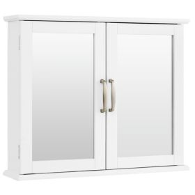 2-Tier Wall-Mounted Mirror Storage Cabinet With Handles For Bathroom
