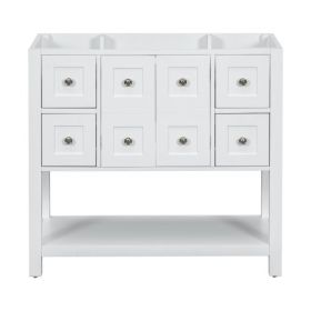 36  Bathroom Vanity Without Sink,Free Standing Vanity Set With 4 Drawers& Soft Closing Doors,Solid Wood Frame Bathroom Storage Cabinet Only