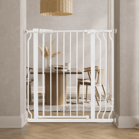 Only Supports Self Pickup  Extra Wide Baby Gate, Safety Dog Gate For Stairs, Easy Walk-through Self-closing Pet Gate For Houses, Doorways, White-grey (Color: White)