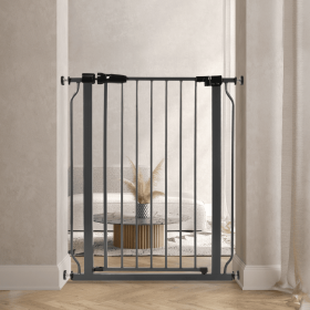Only Supports Self Pickup  Extra Wide Baby Gate, Safety Dog Gate For Stairs, Easy Walk-through Self-closing Pet Gate For Houses, Doorways, White-grey (Color: Grey)