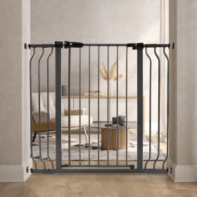 Only Supports Self Pickup Extra Wide Baby Gate, Safety Dog Gate For Stairs, Easy Walk-through Self-closing Pet Gate For Houses, Doorways, White-grey (Color: Grey)